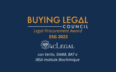 4cLegal premiata con Snam, BAT Italia, Vertiv e IBSA Institute Biochimique, ai Legal Procurement Awards a New York